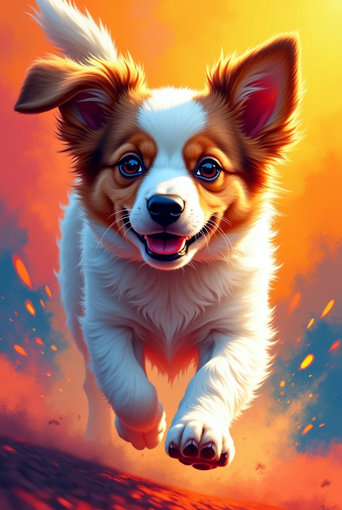 a close up of a dog running on a colored background, dog digital, highly detailed vector art, jen bartel, stunning art style, vector art style, arte do Adobe Illustrator, art of alessandro pautasso, hd vector art, Horse, multicolored vector art, full-colour illustration, Bela arte UHD 4K, vibrant high contrast coloring, cute dog