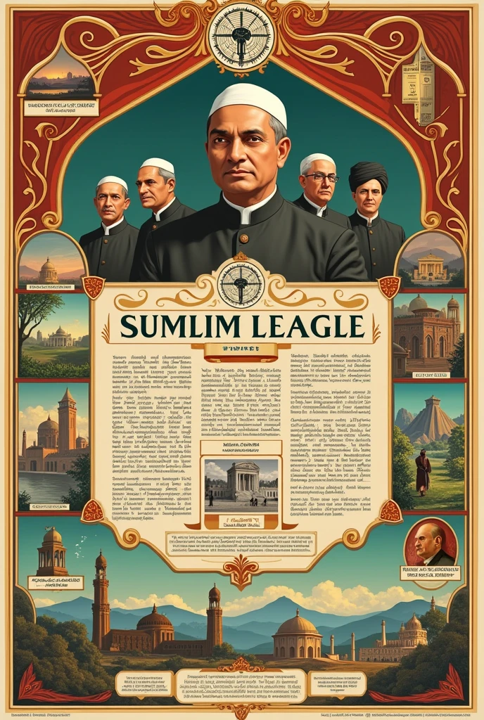 Create a poster that outlines the main aims of the Muslim league and it's importance in the context of Indian politics.