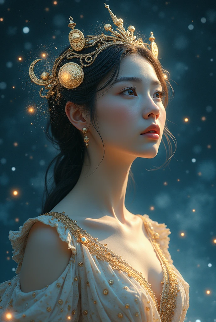 constellation　goddess　beautiful　woman　Starry Sky　Fortune telling　Front face