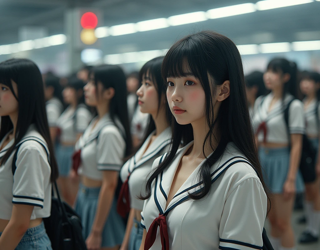(((((Japanese Clone-girls=Myself))))), (((Super Best masterpiece Clone-girls Raw Photography Art))), (((16K, Highest quality, Ultra-high resolution, RAW Photos))), (((It&#39;s so unrealistic., With unparalleled depiction, With an unfathomable sight, An unprecedented and shocking worldview, Clone-girls: In a world of mass reproduction, Ultra-realistic))), (((Japanese Girls, Yokoyama-Yui, 18yo, Small face, Thick black hair, long hair, Dark Eyes, Mature face, Cute Smile, Smiling face, A gentle gaze, (((Very pleasant look)))))), (((Very beautiful detailed girls, Accurate body structure, Accurate body movements, Very detailed body, (((Super big breasts, Large bulge of ample breasts)))))), (((High school girl&#39;s summer uniform, Short sleeve, mini skirt, hour々I can see your pants, Cleavage Emphasis, Emphasise the fullness of your breasts))), ((((((((Very detailed, Myself cloning, Depiction of splitting oneself, 1Myself girl→1,000,000,000,000,000,000,000,000,000,000Myself cloning girls)))))))), (((((((Myself clone-girlsから, Myself keeps multiplying, (Very detailed and intricate, To the exact, Perfect and consistent, (((In the same female body,With the same face, With the same hairstyle, In the same clothes, At the same height, 同じSuper big breastsである))), In a detailed depiction), 1,000,000,000,000,000,000,000,000,000,000 people))))))), (((((Myself girls only))))), (((((1,000,000,000,000,000,000,000,000,000,000Myself girls))))), (Very detailed, On the platform of a certain station in Japan, A crowd of Myselfs waiting for a train, Depicting yourself moving and standing, View from the train side), Where the wind blows, A super crowded scene, (Very detailed depiction, Clear and accurate perspective depiction, Ultra-wide field of view, wide view, Focus on the average value of the image)