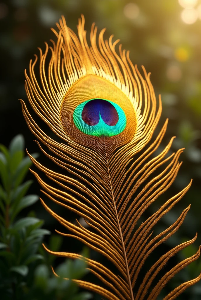 Golden peacock feather