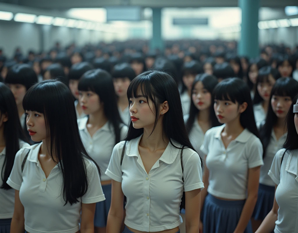 (((((Japanese Clone-girls=Myself))))), (((Super Best masterpiece Clone-girls Raw Photography Art))), (((16K, Highest quality, Ultra-high resolution, RAW Photos))), (((It's so unrealistic., With unparalleled depiction, With an unfathomable sight, An unprecedented and shocking worldview, Clone-girls: In a world of mass reproduction, Ultra-realistic))), (((Japanese Girls, Yokoyama-Yui, 18yo, Small face, Thick black hair, long hair, Dark Eyes, Mature face, Cute Smile, Smiling face, A gentle gaze, (((Very pleasant look)))))), (((Very beautiful detailed girls, Accurate body structure, Accurate body movements, Very detailed body, (((Super big breasts, Large bulge of ample breasts)))))), (((High school girl's summer uniform, Short sleeve, mini skirt, hour々I can see your pants, Cleavage Emphasis, Emphasise the fullness of your breasts))), ((((((((Very detailed, Myself cloning, Depiction of splitting oneself, 1Myself girl→1,000,000,000,000,000,000,000,000,000,000Myself cloning girls)))))))), (((((((Myself clone-girlsから, Myself keeps multiplying, (Very detailed and intricate, To the exact, Perfect and consistent, (((In the same female body,With the same face, With the same hairstyle, In the same clothes, At the same height, 同じSuper big breastsである))), In a detailed depiction), 1,000,000,000,000,000,000,000,000,000,000 people))))))), (((((Myself girls only))))), (((((1,000,000,000,000,000,000,000,000,000,000Myself girls))))), (Very detailed, On the platform of a certain station in Japan, A crowd of Myselfs waiting for a train, Depicting yourself moving and standing, View from the train side), Where the wind blows, A super crowded scene, (Very detailed depiction, Clear and accurate perspective depiction, Ultra-wide field of view, wide view, Focus on the average value of the image)
