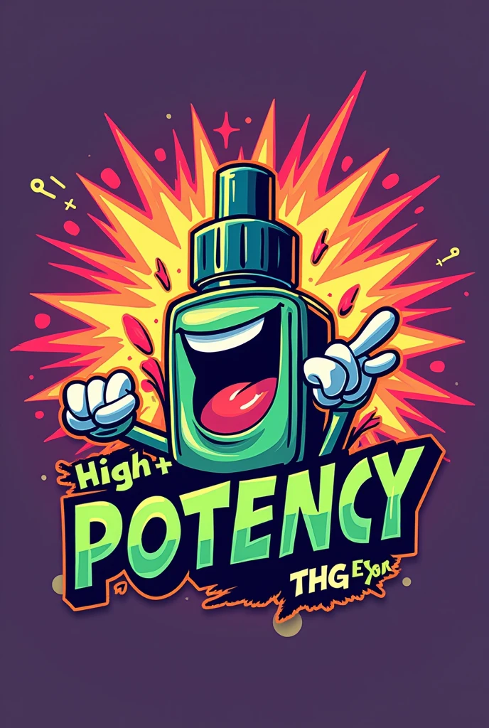 A logo about vapes with 80% THC content is more bright and comic 