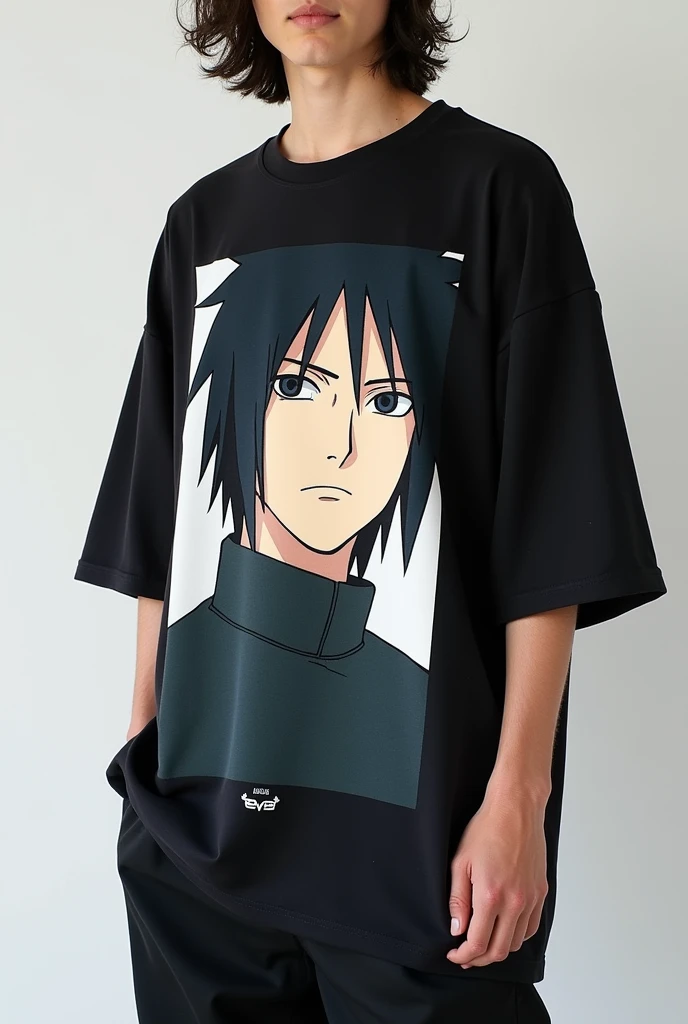 Oversized t-shirt with premium look with print of anime character sasuke 
