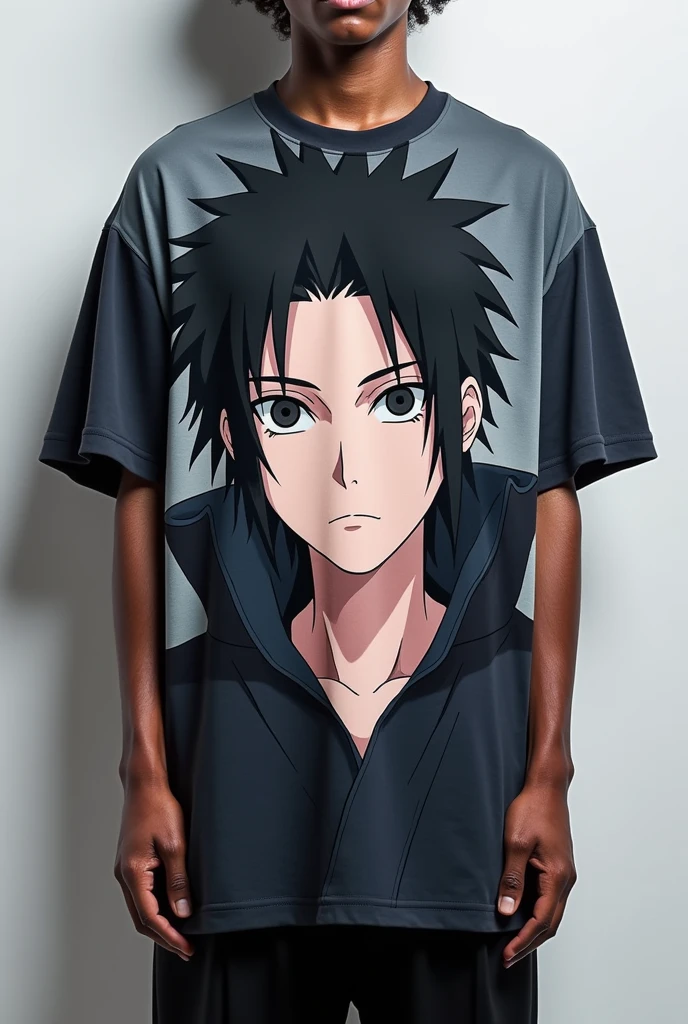 Oversized t-shirt with premium look with print of anime character sasuke 
