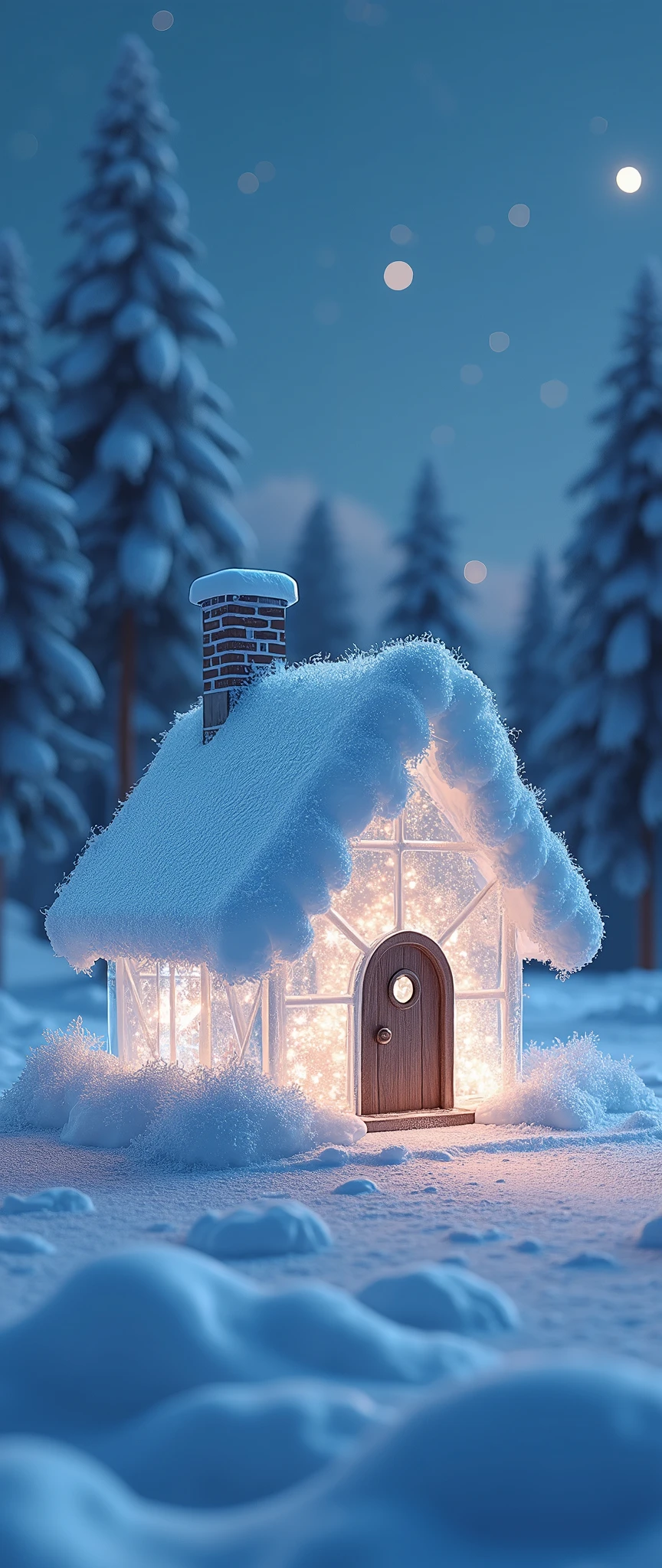 (masterpiece:1.2,Exceptional Quality,mirror-like,Cinematic Experience,Photorealistic,RAW Photos,Super detailed),8k,wallpaper,(Diamond dust:2.0),(Made of ice:2.0),(Cute ice house:2.0),(Snow glow:2.0),Artistic,Isometric 3D diorama,(light up:2.0),(starry skies:2.0),(dynamic)