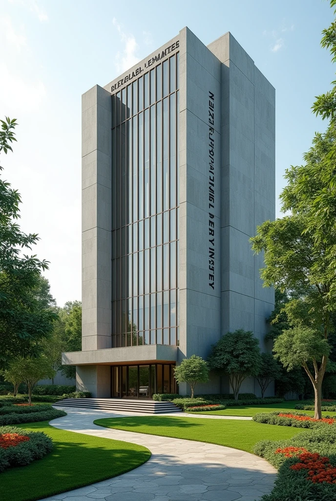 An image of a Corporate embassy put the words Nexus Global Capital and Equity Holdings Embassy I want it to have the words Nexus Global Embassy on a concrete.The building has its own compound that is extremely developed with grass, trees and flowers expose the words Nexus Embassy ok I like this one don't change it