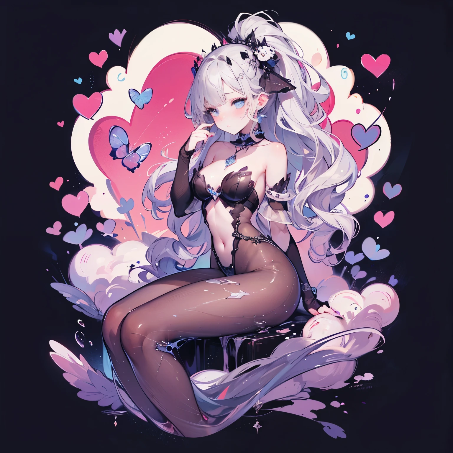 (((full-body view))), ((dark fantasy siren)),((girl with wavy hair, pale skin),((light blue eyes)), freckles,(girls 1),erotic posing,Gothic background, Dark fantastic view,Best Quality,masutepiece,8K,The ultimate detailed dark background, Top image quality、RAW photography、超A high resolution, overall look is very erotic, round chest, Beautiful Eyes of Details、Very slender eyes、Beautiful eyelashes、Very slim physique, with blush cheeks