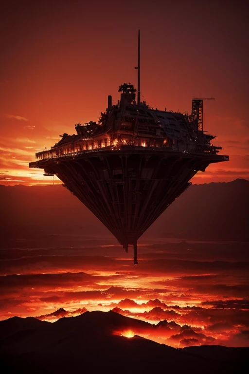 Highest quality、masterpiece、Desolate Earth、wreckage、Red Sky、Surrealism