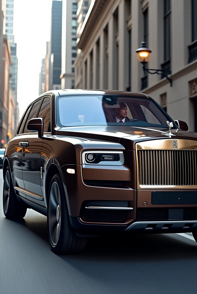 A man driving a Rolls Royce Collinan Exterior look of car