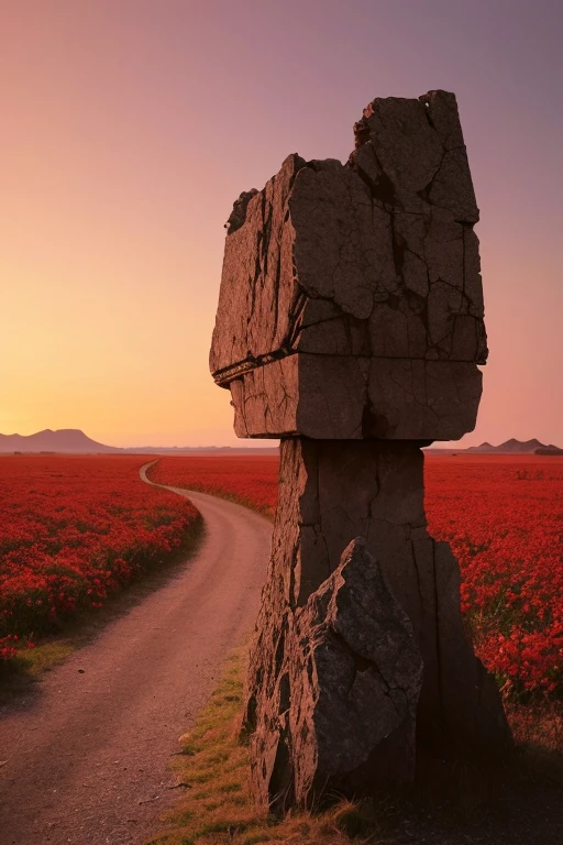 Highest quality、masterpiece、Desolate Earth、wreckage、Red Sky、Surrealism