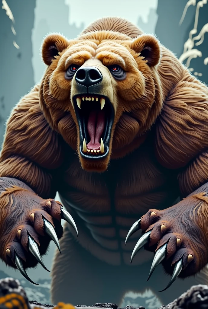 Angry Bear Bust, claws showing, viking