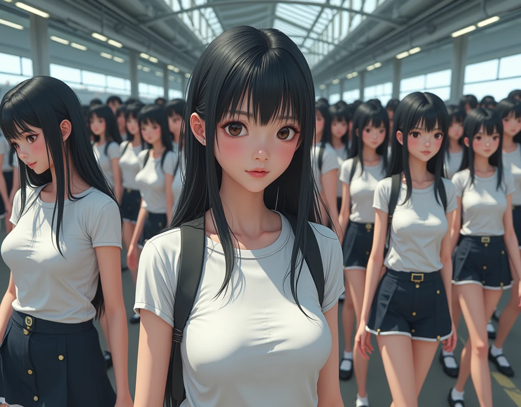 (((((Japanese Clone-girls=Myself))))), (((Super Best masterpiece Clone-girls Raw Photography Art))), (((16K, Highest quality, Ultra-high resolution, RAW Photos))), (((It&#39;s so unrealistic., With unparalleled depiction, With an unfathomable sight, An unprecedented and shocking worldview, Clone-girls: In a world of mass reproduction, Ultra-realistic))), (((Japanese Girls, Umezawa-Minami, 24yo, Small face, Thick black hair, long hair, Dark Eyes, Mature face, Cute Smile, Smiling face, A gentle gaze, (((Very pleasant look)))))), (((Very beautiful detailed girls, Accurate body structure, Accurate body movements, Very detailed body, (((Super big breasts, Large bulge of ample breasts)))))), (((Summer clothes, Short sleeve, mini skirt, hour々I can see your pants, Cleavage Emphasis, Emphasise the fullness of your breasts))), ((((((((Very detailed, Myself cloning, Depiction of splitting oneself, 1Myself girl→1,000,000,000,000,000,000,000,000,000,000Myself cloning girls)))))))), (((((((Myself clone-girlsから, Myself keeps multiplying, (Very detailed and intricate, To the exact, Perfect and consistent, (((In the same female body,With the same face, With the same hairstyle, In the same clothes, At the same height, 同じSuper big breastsである))), In a detailed depiction), 1,000,000,000,000,000,000,000,000,000,000 people))))))), (((((Myself girls only))))), (((((1,000,000,000,000,000,000,000,000,000,000Myself girls))))), (Very detailed, On the platform of a certain station in Japan, A crowd of Myselfs waiting for a train, Depicting yourself moving and standing, View from the train side), Where the wind blows, A super crowded scene, (Very detailed depiction, Clear and accurate perspective depiction, Ultra-wide field of view, wide view, Focus on the average value of the image), The shooting angle and composition are free and do not follow any set rules.!!!, Give priority to the spectacle of mass-produced Myselves!!!