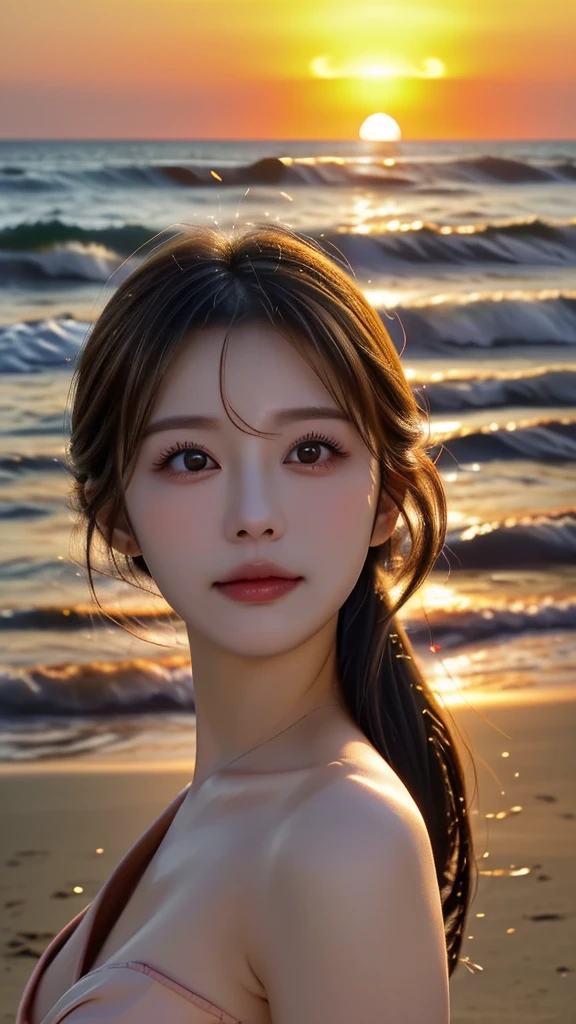Seaside　Sunset　A beautiful face like a sunset actress