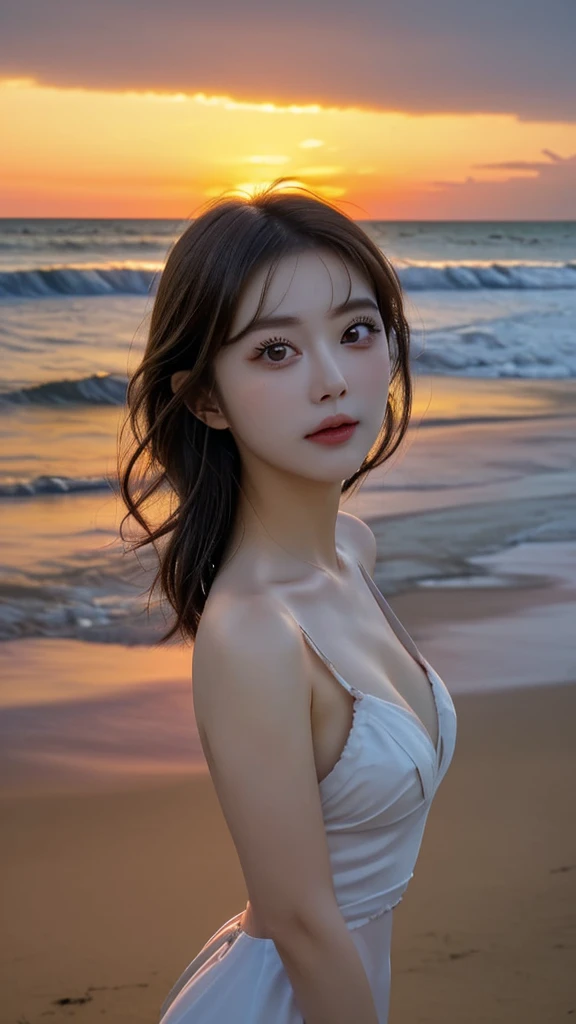 Seaside　Sunset　A beautiful face like a sunset actress
