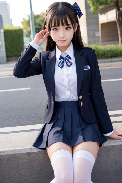 cute､high school girl､Idol､uniform､blazer､mini skirt､stockings､See-through､Fluttering in the wind､sit