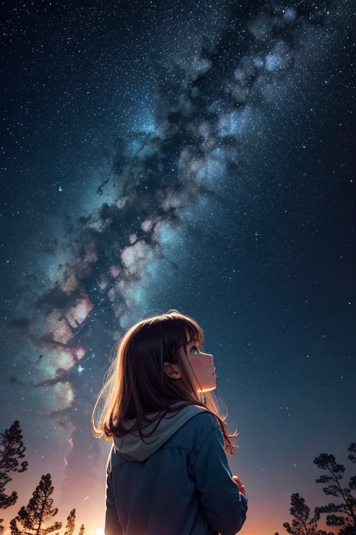 Gazing at the beautiful starry sky