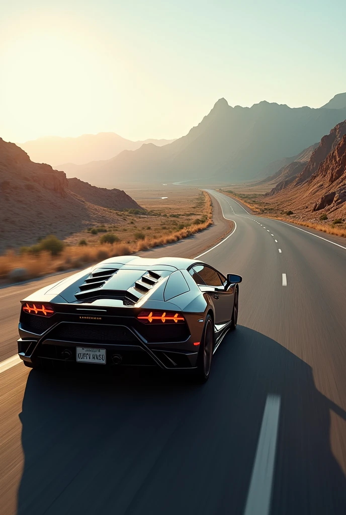 Long Highway and wind Lamborghini will be run 
