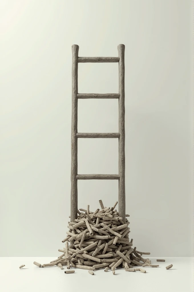 ladder whose height is neat around and the bottom is messy drawing
