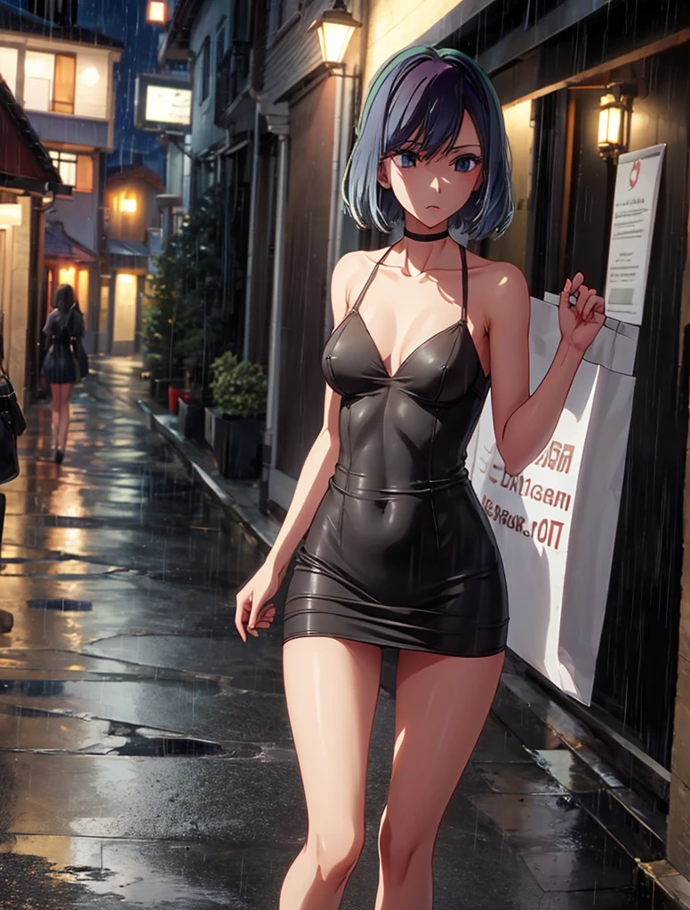 Korean woman, short hair, realistic, sexy body, beautiful waist, perfect anatomy, desirable, beauty, bright face, wife, handsome, aunt in her 30s, member of the National Assembly, (K90 mask), water, dripping on body, walking in public, walking with strangers, glued dress, slutty dress, bodycon, sexy dress, latex dress, nsfw
