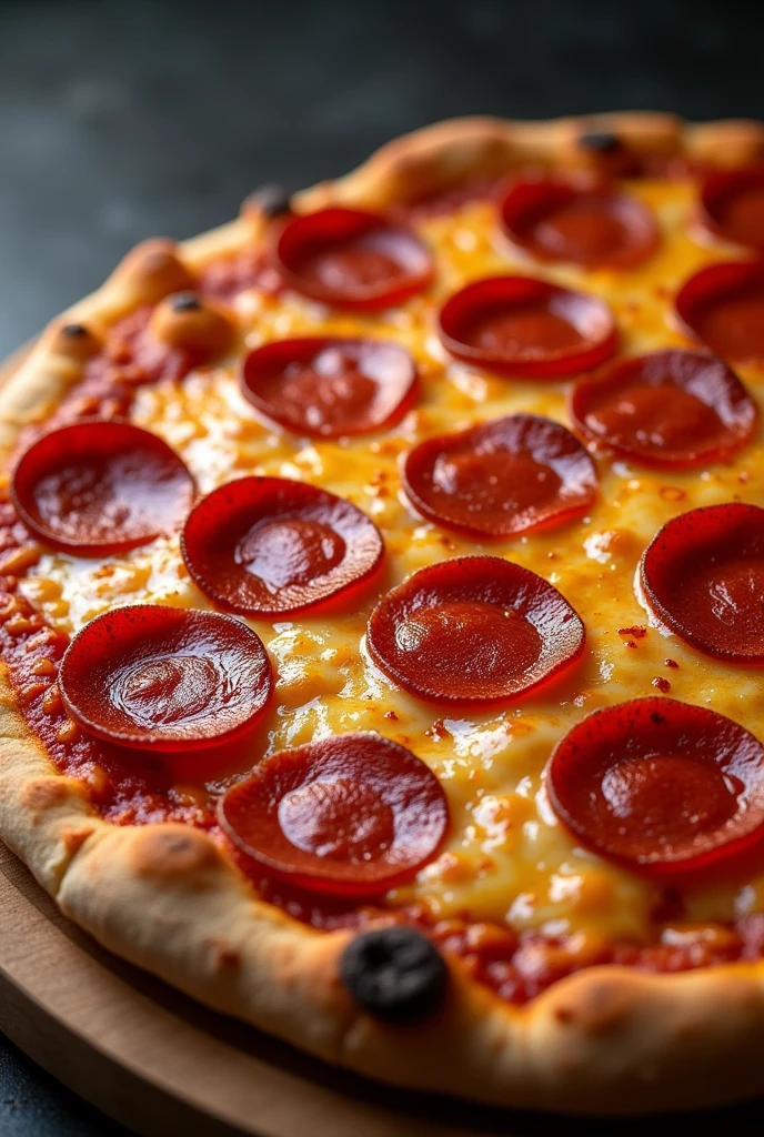 a pepperoni pizza in a white or black background that can convince people to starve because of the quality