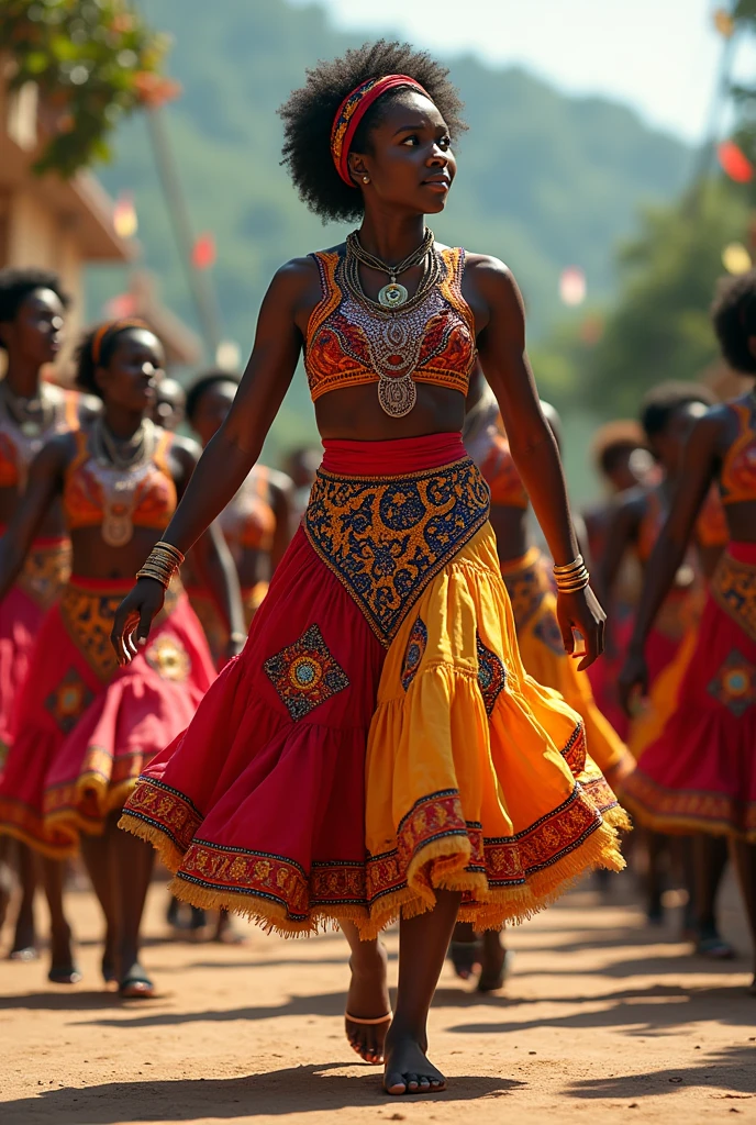 Group of Congolese dancing Uruguayan national pericon