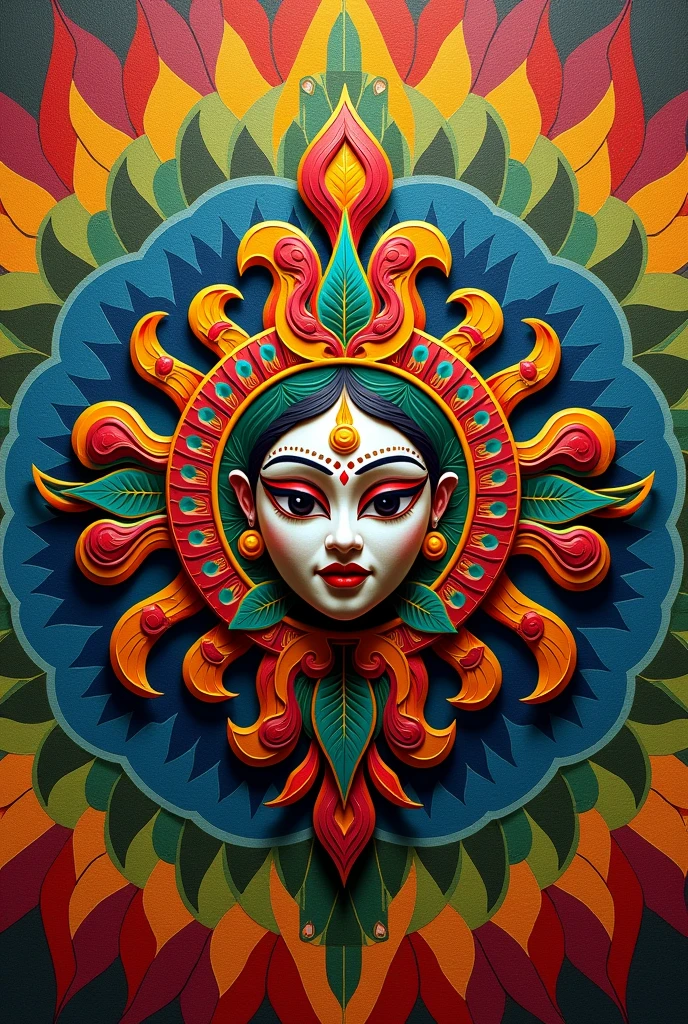 Biofules mandala rangoli with kathakali face