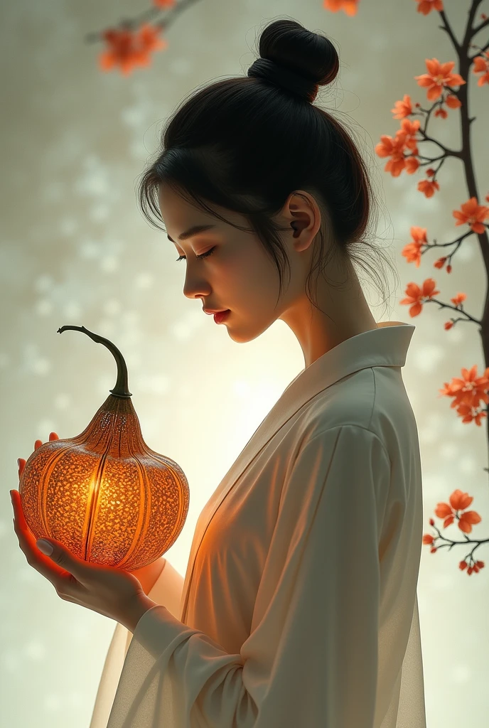 Asian girl and the gourd