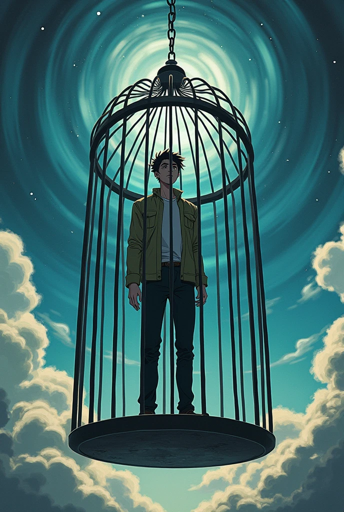 Man in a cage anime