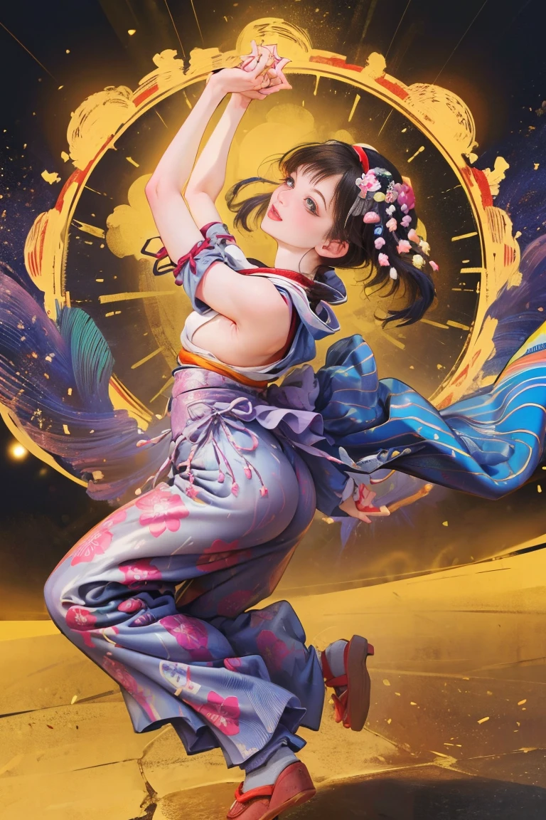 jellyfish woman, with a beautiful dress, full body,ukiyoe style,beautiful hands and legs,beautiful face,kimono style