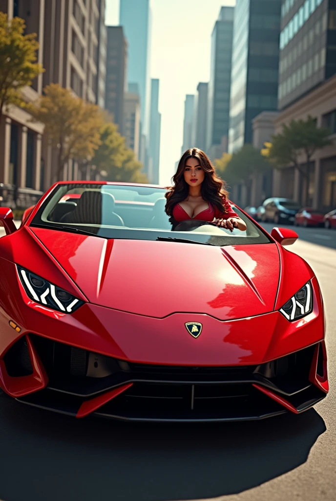 Red colour Lamborghini Shraddha Kapoor