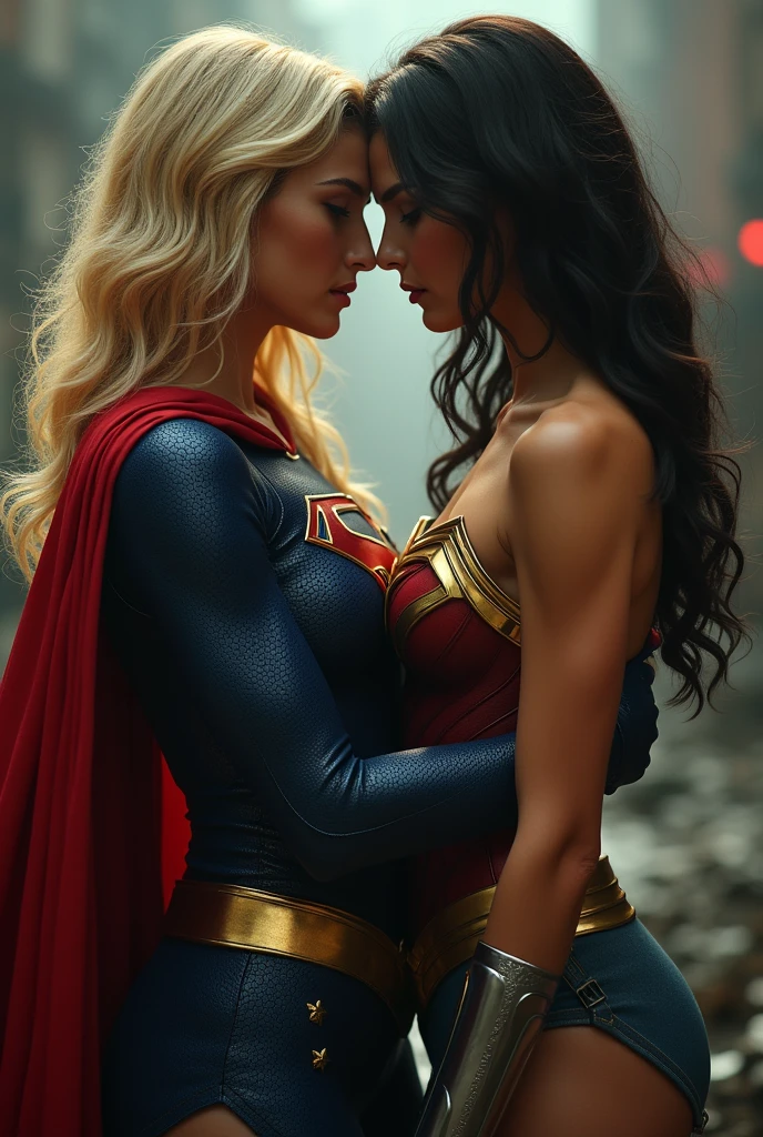 score_9, score_8_up, score_7_up, score_6_up, source_cartoon, adult women, (2women), duo, BREAK adult, A very beautiful blonde Supergirl and a very beautiful brunette Wonder Woman are embracing each other, erotic, nsfw, Looking into the camera, whole body, Looking into the camera, BREAK shallow depth of field, highly detailed, bokeh, moody, epic, gorgeous, grainy, BREAK (ultra-detailed), (best illustration), (best shadow), (absurdres), BREAK (detailed background), (very aesthetic).