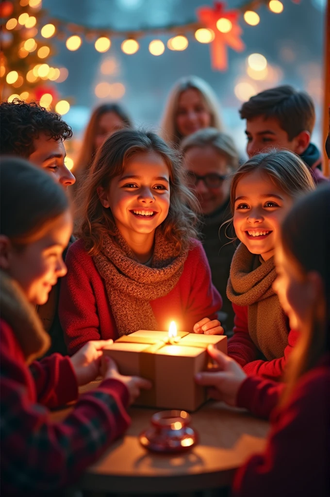 The people was happy at the Christmas