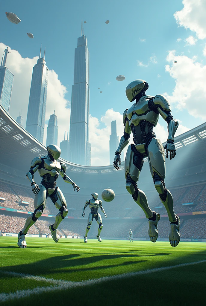 A futuristic and large soccer field