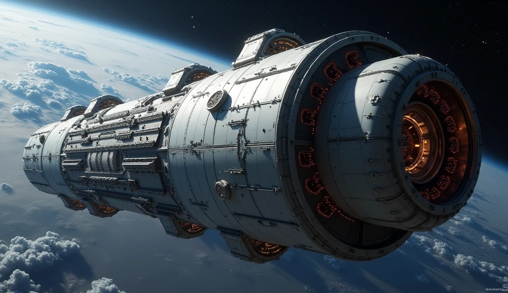 Cylindrical Design:
Two massive cylinders, each with a diameter of approximately 8 kilometers and a length of about 32 kilometers.
The cylinders rotate in opposite directions to maintain stability and balance.
Rotation Mechanism:
Designed to create artificial gravity through centrifugal force, with a rotation speed that simulates Earth's gravity on the inner surface.
Exterior Shell:
Constructed from materials sourced from the Moon or asteroids, providing strength and durability.
Features a protective outer layer to shield against micrometeoroids and cosmic radiation.
Solar Panels:
Extensive solar panels mounted on the exterior to capture sunlight and generate energy for the colony.
Radiators:
Large radiators installed to dissipate excess heat generated by the colony's systems and inhabitants.
Docking Ports:
Equipped with multiple docking ports for spacecraft, facilitating transportation and logistics.