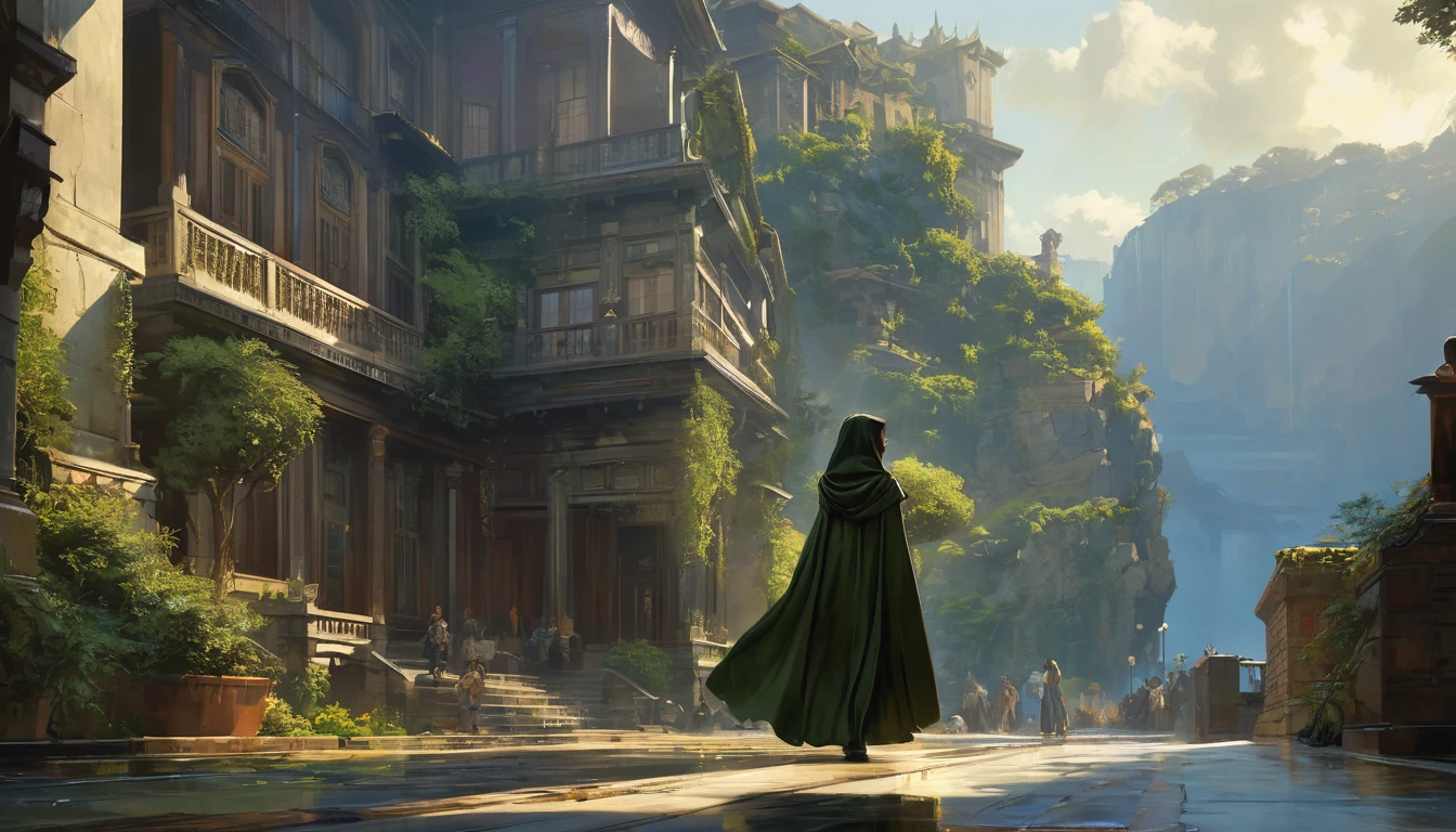 Model shooting style, (Highly detailed CG Unity 8k wallpaper), Full body photos of the most beautiful works of art in the world, Cloak Armor, Professional, majestic oil painting by Ed Blinky, Atey Gailan, Studio Ghibli, Jeremy Mann, Greg Manchess, Antonio Moro, Trending on Art Station, Trending on CGSociety, Complex, Attention to detail, Sharp focus, dramatic, Photorealistic paintings by Midjourney and Greg Rutkowski