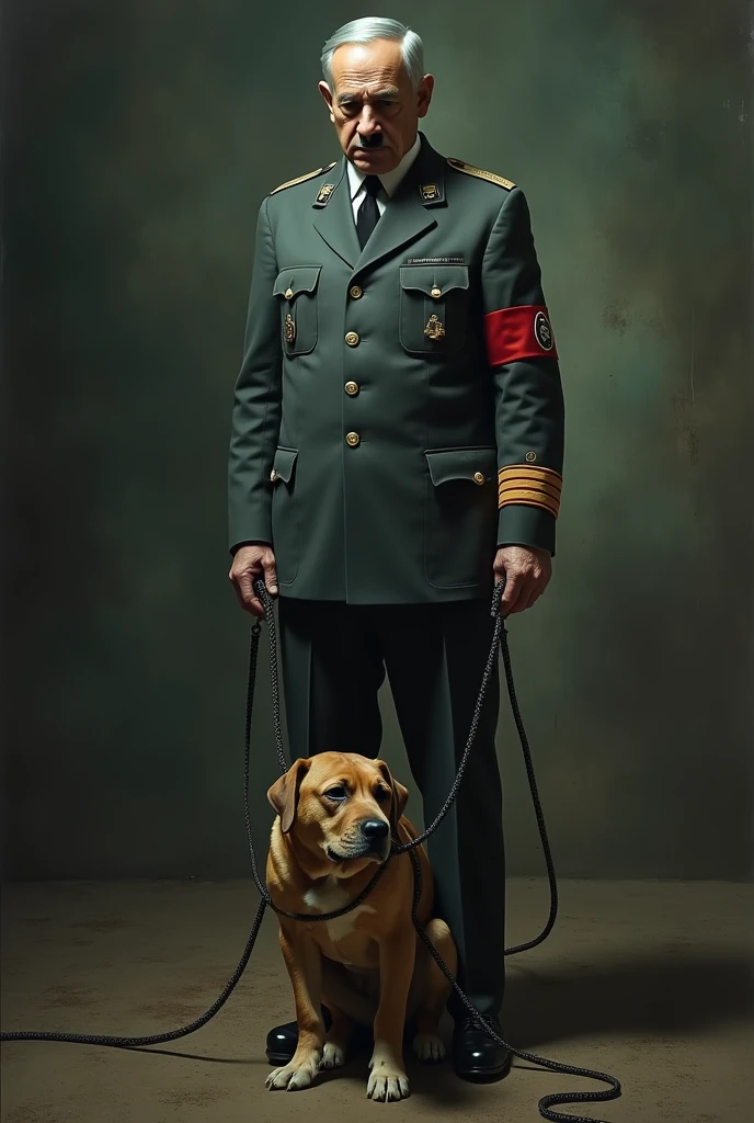 Hitler who keeps Netanyahu, the president of Israel, on a leash 