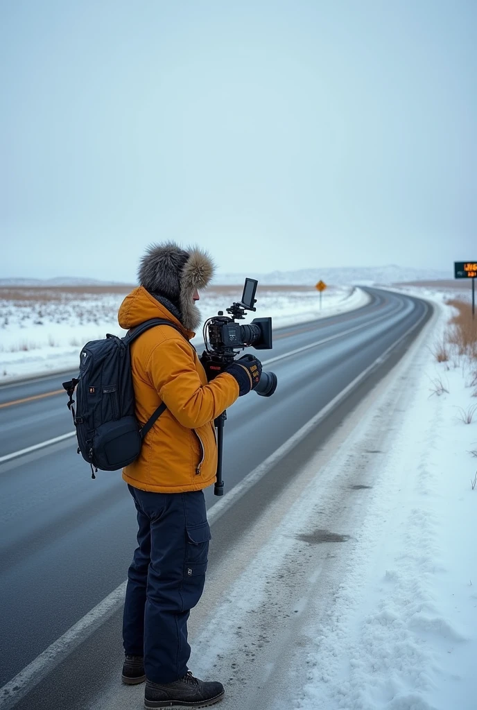 State highway background are cameraman arclic a photo
