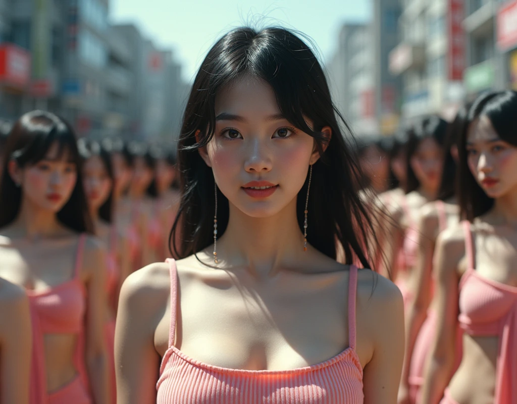 (((((Japanese Clone-girls=Myself))))), (((Super Best masterpiece Clone-girls Raw Photography Art))), (((16K, Highest quality, Ultra-high resolution, RAW Photos))), (((It's so unrealistic., With unparalleled depiction, With an unfathomable sight, An unprecedented and shocking worldview, Clone-girls: In a world of mass reproduction, Ultra-realistic))), (((Japanese Girls, Umezawa-Minami, 24yo, Small face, Thick black hair, long hair, Dark Eyes, Mature face, Cute Smile, Smiling face, A gentle gaze, (((Very pleasant look)))))), (((Very beautiful detailed girls, Accurate body structure, Accurate body movements, Very detailed body, (((Super big breasts, Large bulge of ample breasts)))))), (((Summer clothes, Short sleeve, mini skirt, hour々I can see your pants, Cleavage Emphasis, Emphasise the fullness of your breasts))), ((((((((Very detailed, Myself cloning, Depiction of splitting oneself, 1Myself girl→1,000,000,000,000,000,000,000,000,000,000Myself cloning girls)))))))), (((((((Myself clone-girlsから, Myself keeps multiplying, (Very detailed and intricate, To the exact, Perfect and consistent, (((In the same female body,With the same face, With the same hairstyle, In the same clothes, At the same height, 同じSuper big breastsである))), In a detailed depiction), 1,000,000,000,000,000,000,000,000,000,000 people))))))), (((((Myself girls only))))), (((((1,000,000,000,000,000,000,000,000,000,000Myself girls))))), (Very detailed, Myself crowds in big cities, Depicting yourself moving and standing), Where the wind blows, A super crowded scene, (Very detailed depiction, Clear and accurate perspective depiction, Ultra-wide field of view, wide view, Focus on the average value of the image), The shooting angle and composition should not be limited to the front, but should be viewed from above, below, left and right., Accurately depicts the highly impactful scene of a massively proliferated crowd of "Myself"