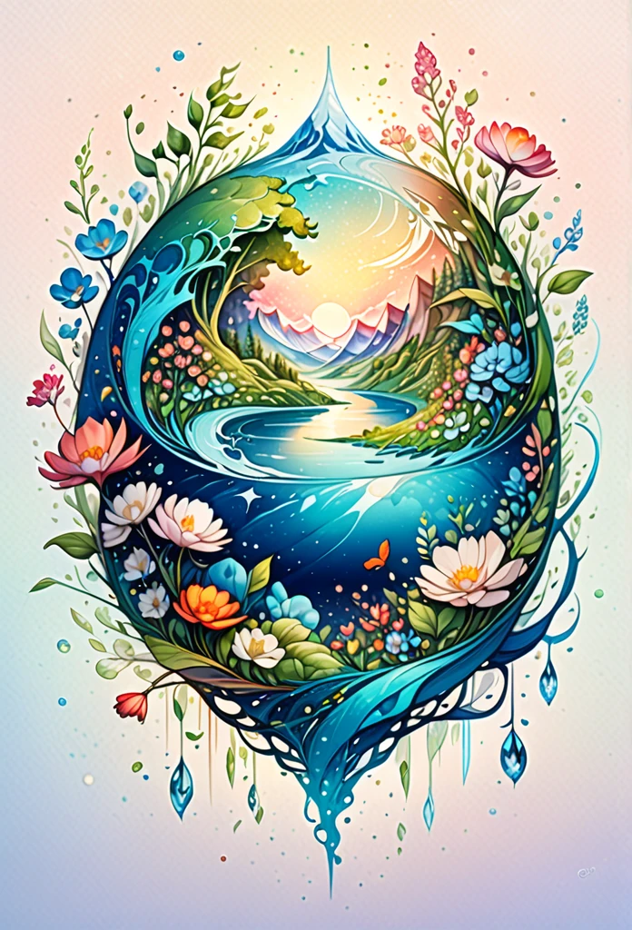 (Illustration:1.3) beautiful planet earth with flowers and plants sprouting spring day (by Artist Anna Dittman:1), (((masterpiece))), (((best quality))), ((ultra-detailed)),(detailed light),((an extremely delicate and beautiful)),