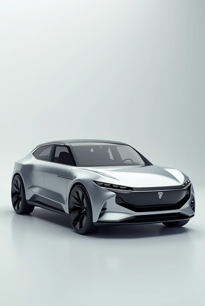 3d drawing of glossy 7-seat aluminum block car model