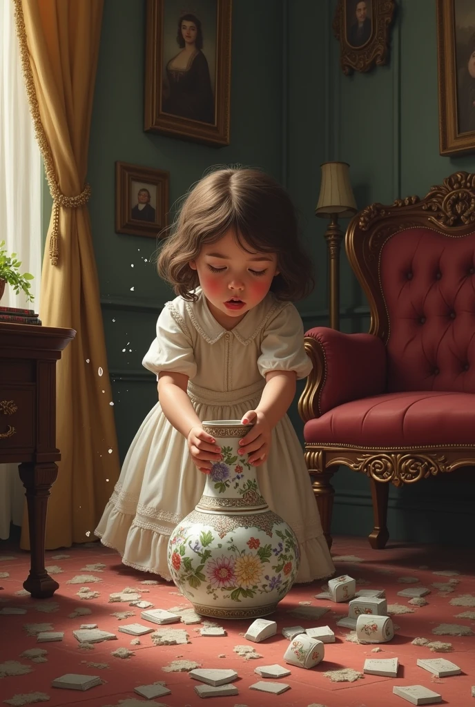 A girl dropping a vase 