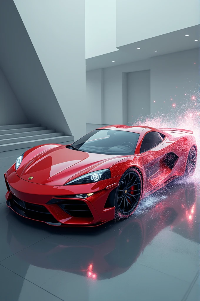 Red car transforming