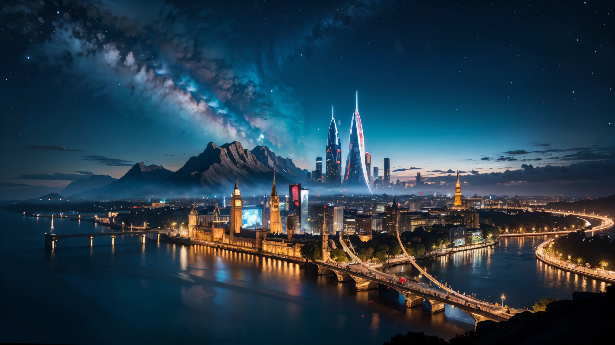 Future City, Fantasy, 23rd century, England, Mountain々