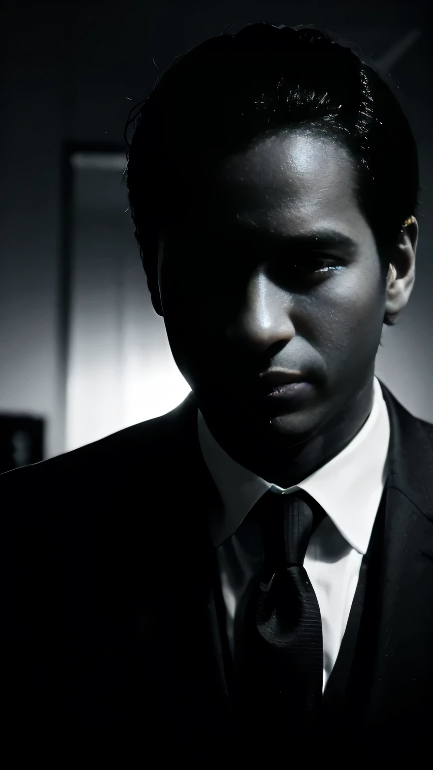 silhouette of a businessman, black and white, dark,