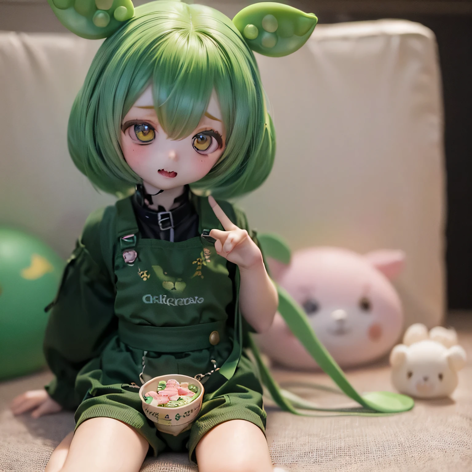 Cheeky Green Haired Zundamon(((((In the form of a child)))))Eat sweets、