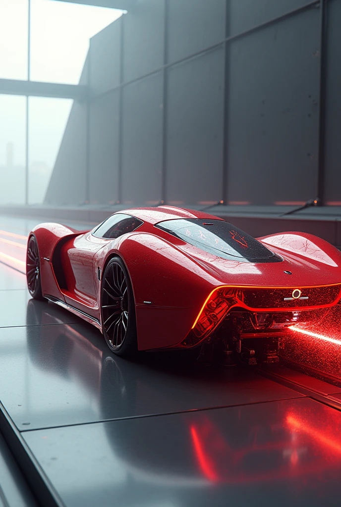 Red car transforming