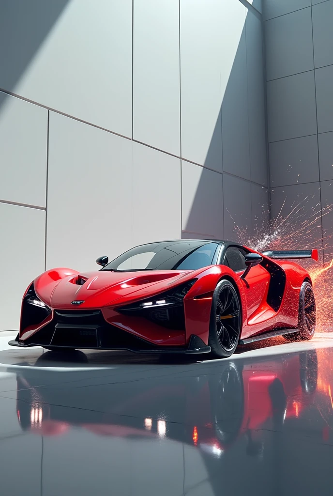 Red car transforming