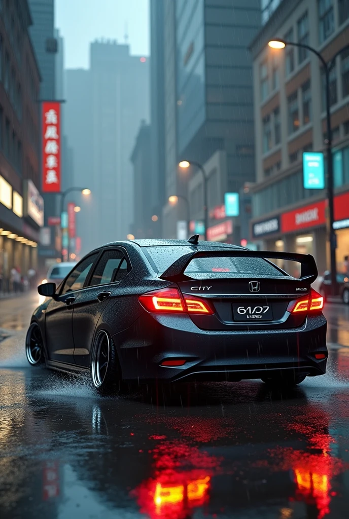 Honda City 2009 model lowed and spoiler in rain front