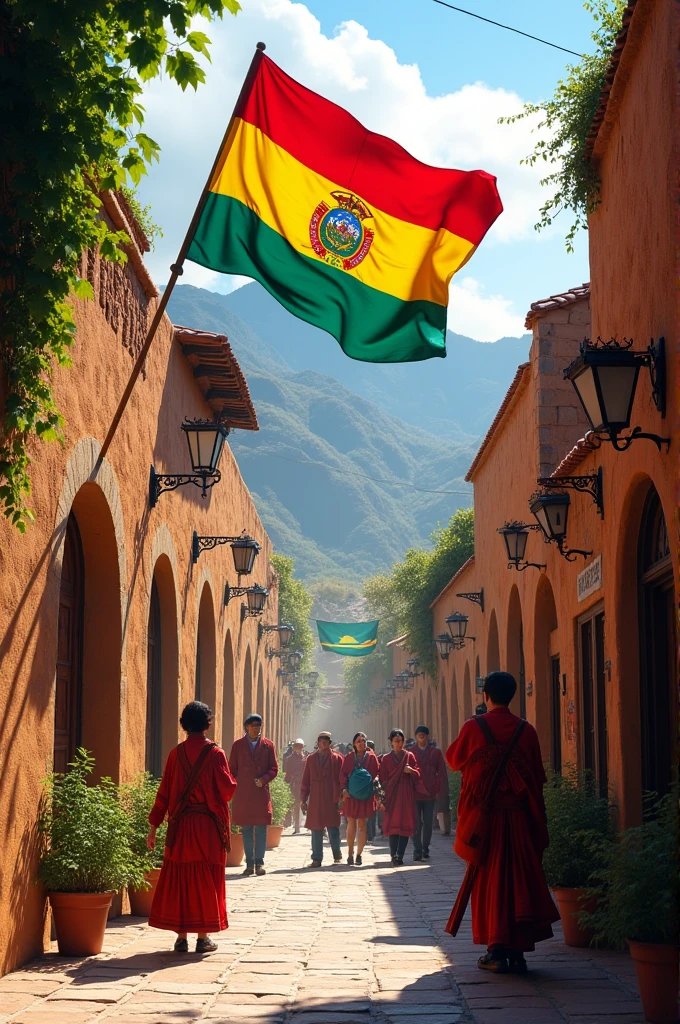 Bolivian passage with the flag